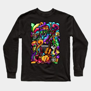 Music Doodle Illustration Long Sleeve T-Shirt